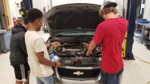 FHHS Students working on a car