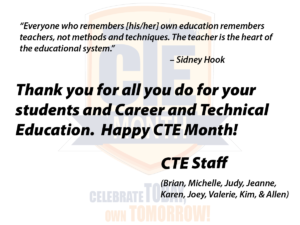 Note to CTE Staff